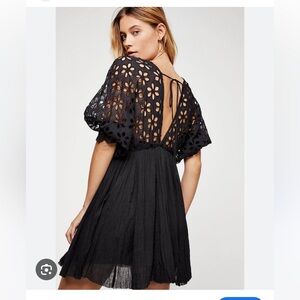 Free People 100% Cotton Eyelet Black Dress